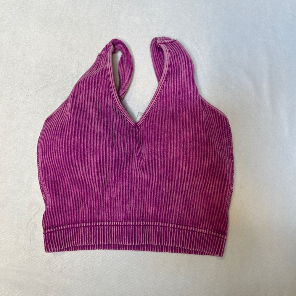 Zenana Outfitters Purple Ribbed Crop Top